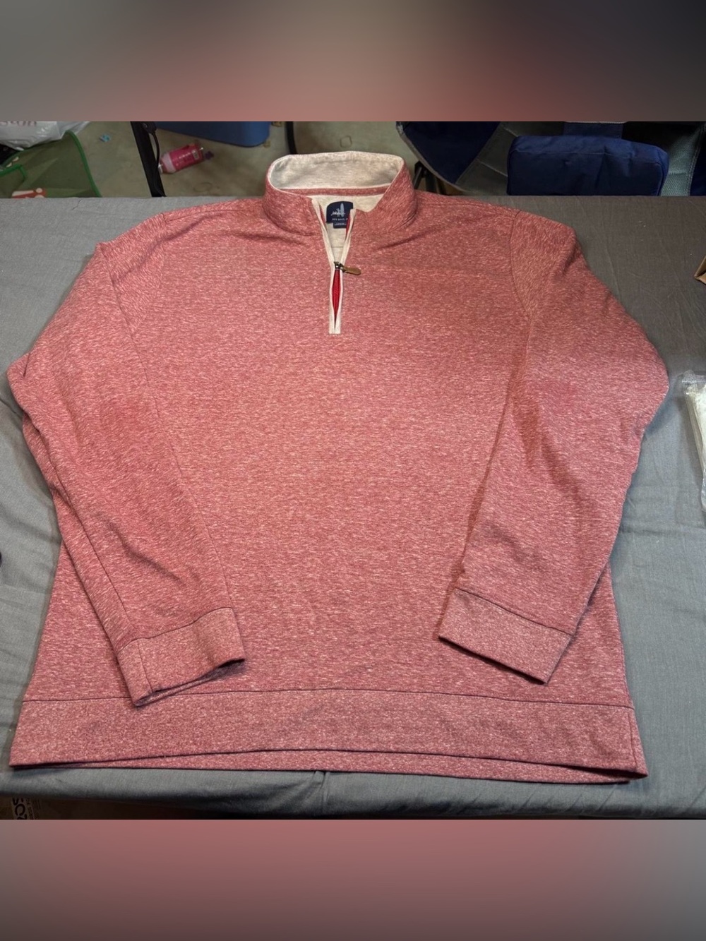 johnnie-O Men's Heathered Coral Quarter-Zip Pullover